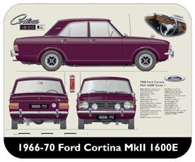 Ford Cortina MkII 1600E 1966-70 Place Mat, Small